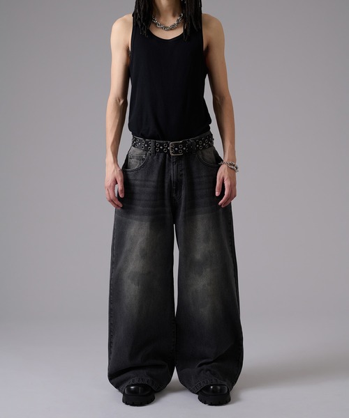 ANTIMID バギーデニム ブラック size M セール】Mud Overdyed Baggy Denim / マッドオーバーダイバギー