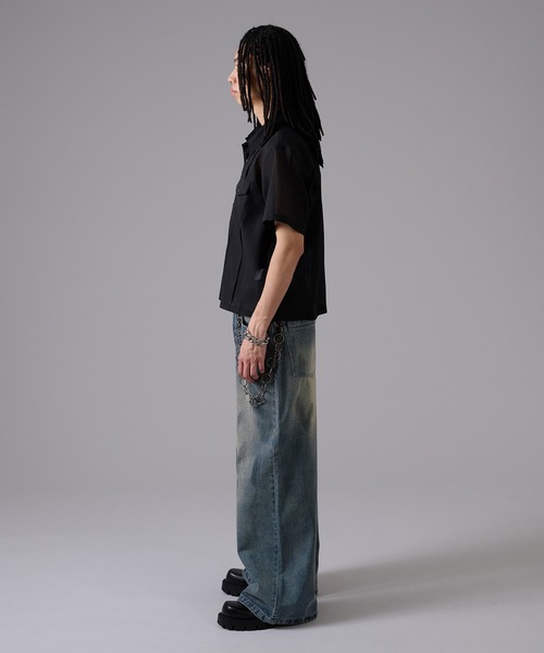 ANDER HUNK(アンダーハンク)の「Mud Overdyed Baggy Denim / マッドオーバーダイバギーデニム(デニムパンツ・メンズ・ライトインディゴブルー/ブラック・MEDIUM/SMALL/LARGE)」の19枚目の写真