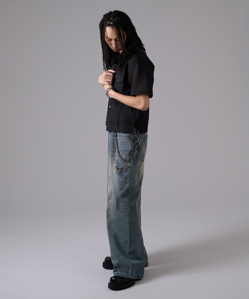 ANDER HUNK(アンダーハンク)の「Mud Overdyed Baggy Denim / マッドオーバーダイバギーデニム(デニムパンツ・メンズ・ライトインディゴブルー/ブラック・MEDIUM/SMALL/LARGE)」の14枚目の写真