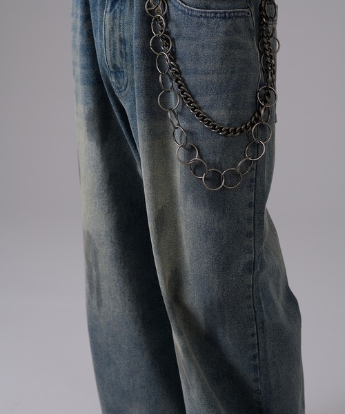 ANDER HUNK(アンダーハンク)の「Mud Overdyed Baggy Denim / マッドオーバーダイバギーデニム(デニムパンツ・メンズ・ライトインディゴブルー/ブラック・MEDIUM/SMALL/LARGE)」の4枚目の写真