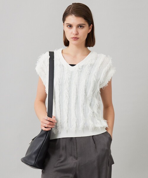 セール】カットジャガード Vネックニット（ニット/セーター）｜ICB