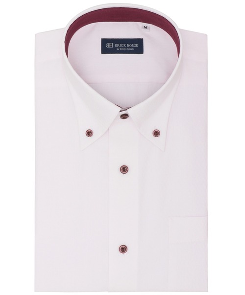 TOKYO SHIRTS(トウキョウシャツ)の「【吸水速乾】 形態安定ノンアイロン ボタンダウン 半袖ビジネスワイシャツ(ビジネスシャツ・メンズ・ピンク・首回り39cm/首回り41cm/首回り42cm/首回り43cm/首回り37cm)」の1枚目の写真