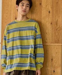 どい❗️ボーダーシャツ　黄色 Tシャツ/カットソー（イエロー/黄色系・ボーダー柄