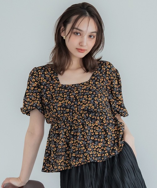 coca(coca)(コカ)の「ビンテージレーヨンフラワーブラウス(シャツ/ブラウス・レディース・ブラック・M/L)」の1枚目の写真