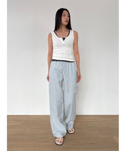 Didot.showroom（ディドット ショールーム）の「【DIDOT.】ストライプワイドパンツ（その他パンツ・レディース・ブルー/ベージュ/グレー/スカイブルー・FREE）」の17枚目の写真