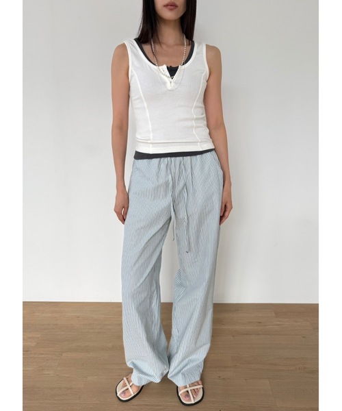 Didot.showroom（ディドット ショールーム）の「【DIDOT.】ストライプワイドパンツ（その他パンツ・レディース・ブルー/ベージュ/グレー/スカイブルー・FREE）」の15枚目の写真