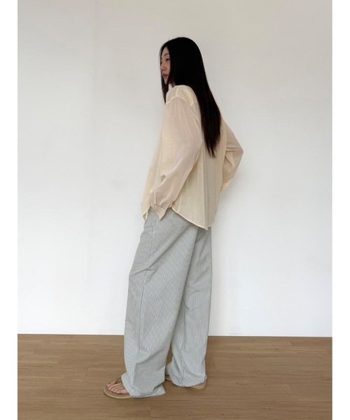 Didot.showroom（ディドット ショールーム）の「【DIDOT.】ストライプワイドパンツ（その他パンツ・レディース・ブルー/ベージュ/グレー/スカイブルー・FREE）」の8枚目の写真