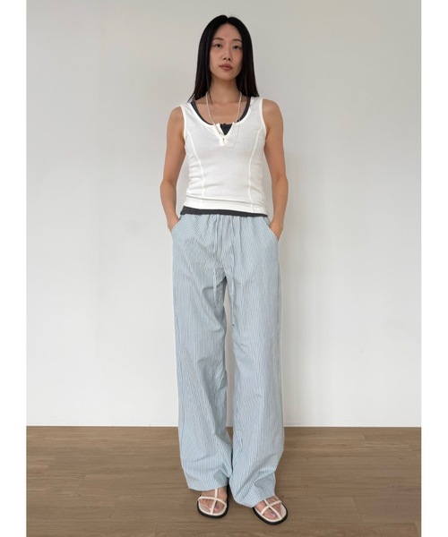 Didot.showroom（ディドット ショールーム）の「【DIDOT.】ストライプワイドパンツ（その他パンツ・レディース・ブルー/ベージュ/グレー/スカイブルー・FREE）」の16枚目の写真