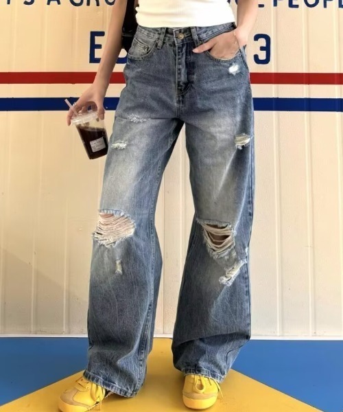 Vipoa(ヴィポア)の「アメリカンダメージデニム(デニムパンツ・レディース・ブルー・MEDIUM/LARGE)」の10枚目の写真