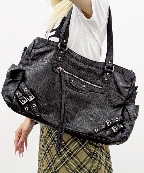 .KOM（ドットコム）の「A'GEM/9 × .kom 『.KOM/ドットケーオーエム』エコレザーデザイントートバッグ（トートバッグ・レディース・ブラック・FREE）」の2枚目の写真