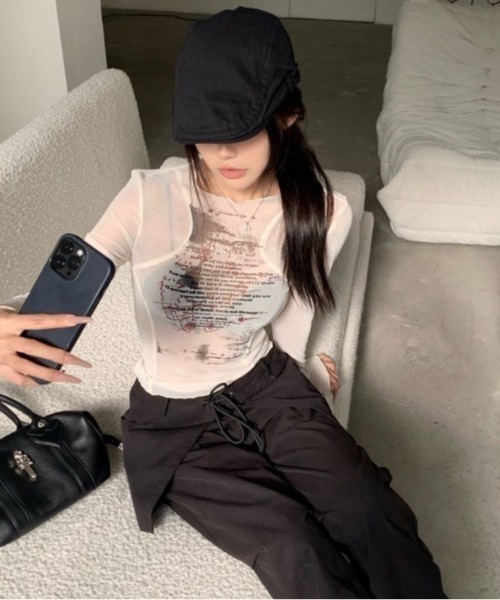 LADY LIKE(レディライク)の「レターロゴシアーTシャツ(Tシャツ/カットソー・レディース・ブラック/ホワイト・M)」の6枚目の写真