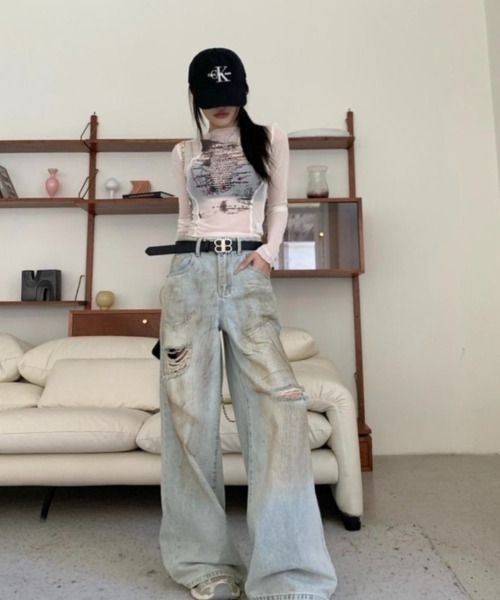 LADY LIKE(レディライク)の「レターロゴシアーTシャツ(Tシャツ/カットソー・レディース・ブラック/ホワイト・M)」の8枚目の写真