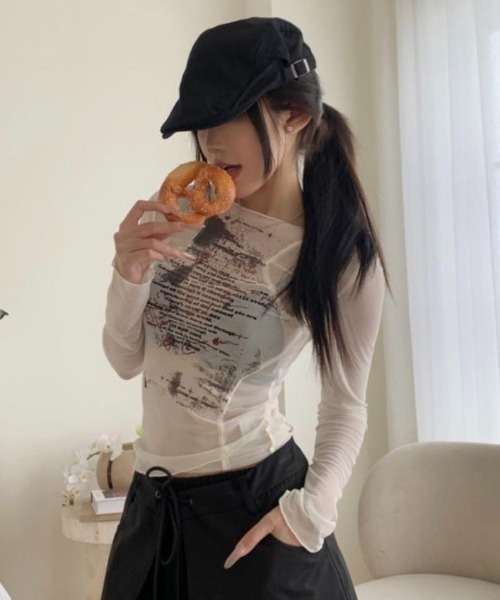 LADY LIKE(レディライク)の「レターロゴシアーTシャツ(Tシャツ/カットソー・レディース・ブラック/ホワイト・M)」の19枚目の写真