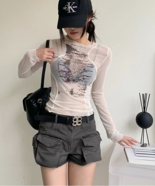 LADY LIKE(レディライク)の「レターロゴシアーTシャツ(Tシャツ/カットソー・レディース・ブラック/ホワイト・M)」の21枚目の写真