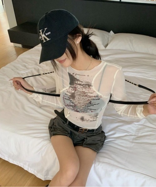 LADY LIKE(レディライク)の「レターロゴシアーTシャツ(Tシャツ/カットソー・レディース・ブラック/ホワイト・M)」の3枚目の写真