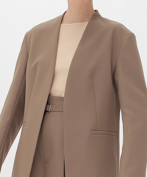 DRESSLAVE(ドレスレイブ)の「suiting collarless jacket(スーチングノーカラージャケット)(ノーカラージャケット・レディース・ネイビー/ブラウン・38)」の5枚目の写真