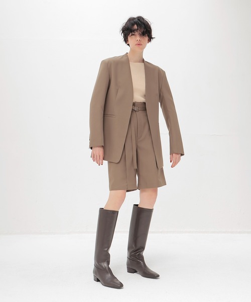 DRESSLAVE(ドレスレイブ)の「suiting collarless jacket(スーチングノーカラージャケット)(ノーカラージャケット・レディース・ネイビー/ブラウン・38)」の9枚目の写真