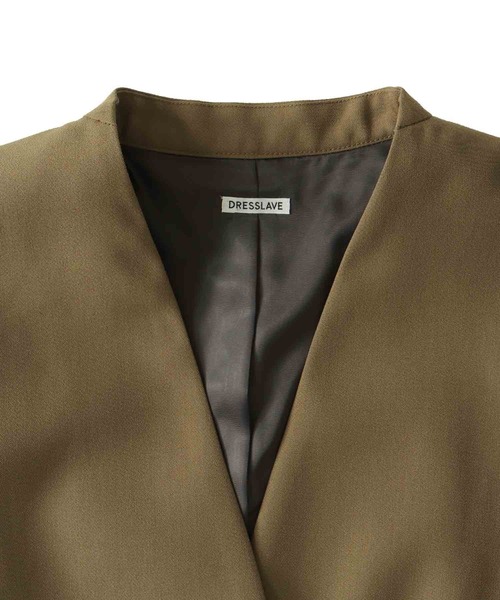 DRESSLAVE(ドレスレイブ)の「suiting collarless jacket(スーチングノーカラージャケット)(ノーカラージャケット・レディース・ネイビー/ブラウン・38)」の13枚目の写真
