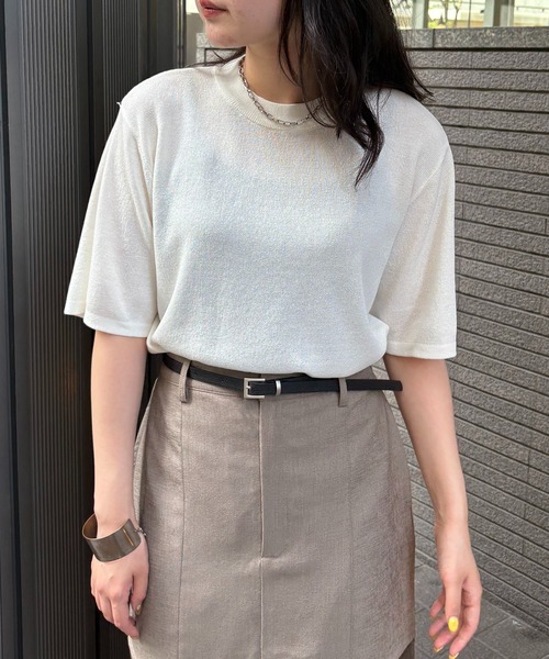 &g'aime(アンジェム)の「【&g'aime】ハーフスリープニット Half-Sleeve Knit Top(ニット/セーター・レディース・ホワイト/レッド/チャコールグレー/ブラック・FREE)」の6枚目の写真