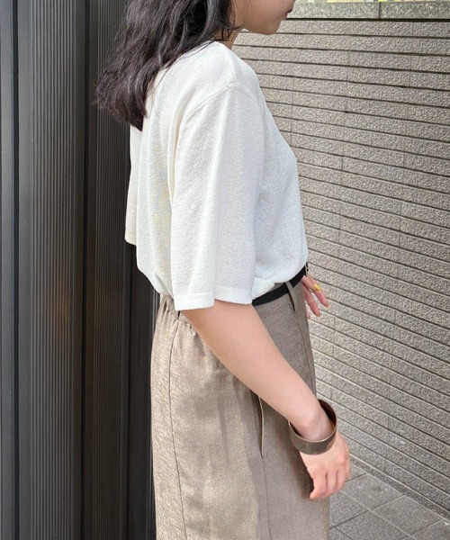 &g'aime(アンジェム)の「【&g'aime】ハーフスリープニット Half-Sleeve Knit Top(ニット/セーター・レディース・ホワイト/レッド/チャコールグレー/ブラック・FREE)」の7枚目の写真