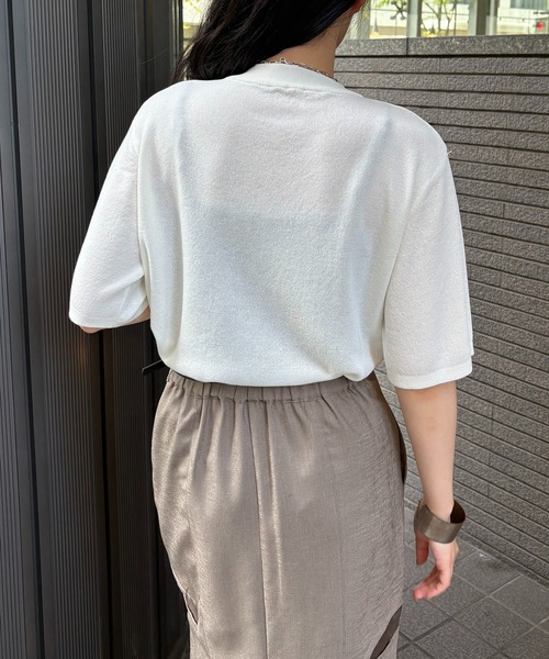&g'aime(アンジェム)の「【&g'aime】ハーフスリープニット Half-Sleeve Knit Top(ニット/セーター・レディース・ホワイト/レッド/チャコールグレー/ブラック・FREE)」の8枚目の写真