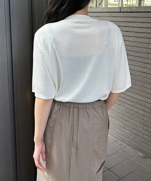 &g'aime(アンジェム)の「【&g'aime】ハーフスリープニット Half-Sleeve Knit Top(ニット/セーター・レディース・ホワイト/レッド/チャコールグレー/ブラック・FREE)」の9枚目の写真