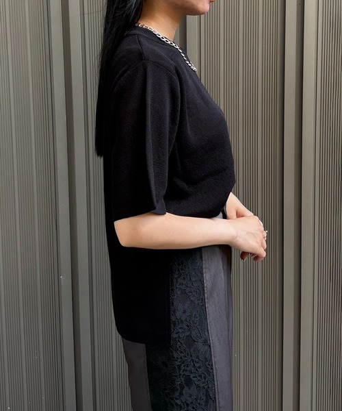 &g'aime(アンジェム)の「【&g'aime】ハーフスリープニット Half-Sleeve Knit Top(ニット/セーター・レディース・ホワイト/レッド/チャコールグレー/ブラック・FREE)」の15枚目の写真