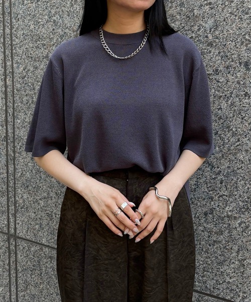 &g'aime(アンジェム)の「【&g'aime】ハーフスリープニット Half-Sleeve Knit Top(ニット/セーター・レディース・ホワイト/レッド/チャコールグレー/ブラック・FREE)」の21枚目の写真