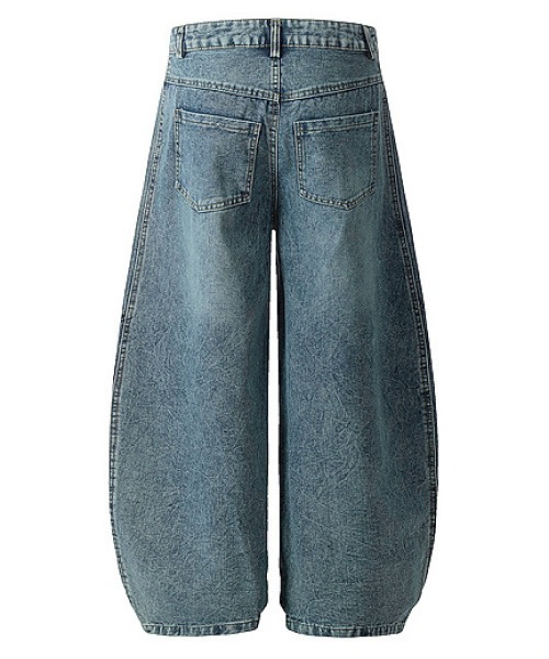 セール】サイドステッチバレルデニム（デニムパンツ）｜mushwear