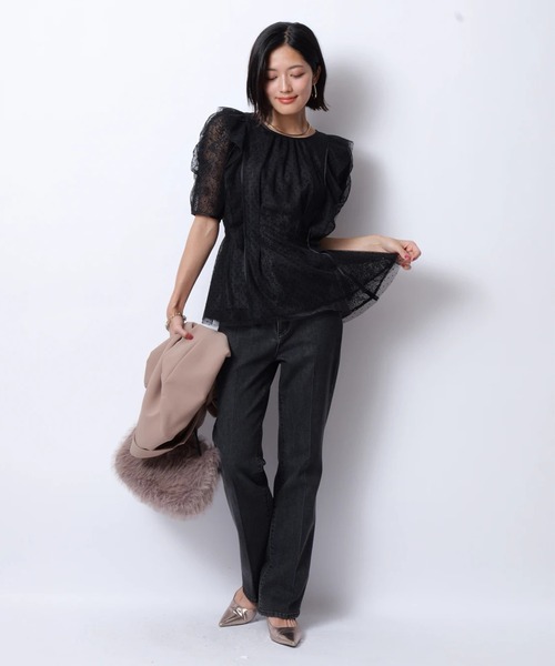 ✽JUGLITTY✽ チュールシャツブラウス　新品タグ付き レイヤーチュールブラウス（シャツ/ブラウス）｜JUSGLITTY