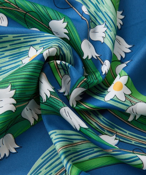 セール】スズランモチーフ大判スカーフ 90×90（バンダナ/スカーフ