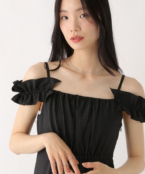 Heather（ヘザー）の「2WAYショルダーフリルワンピース　581599（ワンピース・レディース・オフホワイト/ブラック/ブラック系その他・FREE）」の3枚目の写真