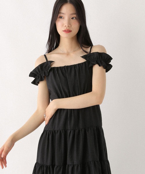 Heather（ヘザー）の「2WAYショルダーフリルワンピース　581599（ワンピース・レディース・オフホワイト/ブラック/ブラック系その他・FREE）」の7枚目の写真
