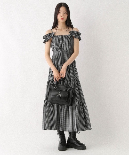 Heather（ヘザー）の「2WAYショルダーフリルワンピース　581599（ワンピース・レディース・オフホワイト/ブラック/ブラック系その他・FREE）」の10枚目の写真