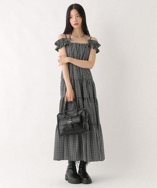 Heather（ヘザー）の「2WAYショルダーフリルワンピース　581599（ワンピース・レディース・オフホワイト/ブラック/ブラック系その他・FREE）」の11枚目の写真