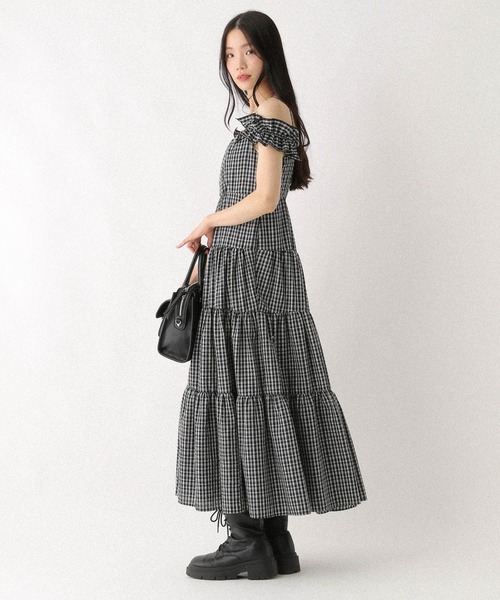 Heather（ヘザー）の「2WAYショルダーフリルワンピース　581599（ワンピース・レディース・オフホワイト/ブラック/ブラック系その他・FREE）」の12枚目の写真