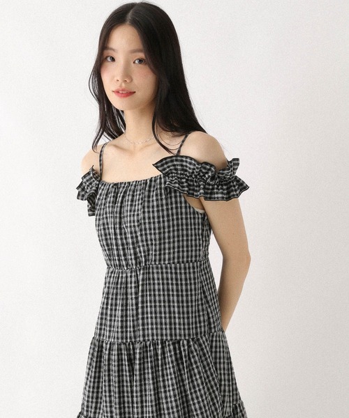 Heather（ヘザー）の「2WAYショルダーフリルワンピース　581599（ワンピース・レディース・オフホワイト/ブラック/ブラック系その他・FREE）」の14枚目の写真