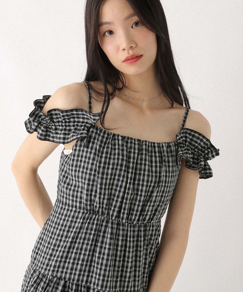 Heather（ヘザー）の「2WAYショルダーフリルワンピース　581599（ワンピース・レディース・オフホワイト/ブラック/ブラック系その他・FREE）」の15枚目の写真