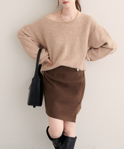 natural couture（ナチュラルクチュール）の「【WEB限定】ウール混ボートネックニットプルオーバー（ニット/セーター・レディース・グリーン系その他/オフホワイト/ブラック/ピンク系その他/モカ・FREE）」の11枚目の写真