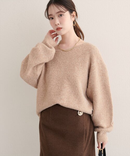 natural couture（ナチュラルクチュール）の「【WEB限定】ウール混ボートネックニットプルオーバー（ニット/セーター・レディース・グリーン系その他/オフホワイト/ブラック/ピンク系その他/モカ・FREE）」の9枚目の写真