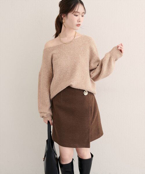 natural couture（ナチュラルクチュール）の「【WEB限定】ウール混ボートネックニットプルオーバー（ニット/セーター・レディース・グリーン系その他/オフホワイト/ブラック/ピンク系その他/モカ・FREE）」の18枚目の写真