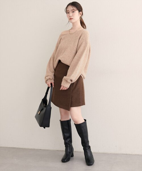 natural couture（ナチュラルクチュール）の「【WEB限定】ウール混ボートネックニットプルオーバー（ニット/セーター・レディース・グリーン系その他/オフホワイト/ブラック/ピンク系その他/モカ・FREE）」の16枚目の写真