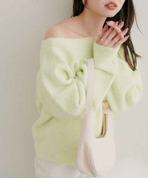 natural couture（ナチュラルクチュール）の「【WEB限定】ウール混ボートネックニットプルオーバー（ニット/セーター・レディース・グリーン系その他/オフホワイト/ブラック/ピンク系その他/モカ・FREE）」の10枚目の写真
