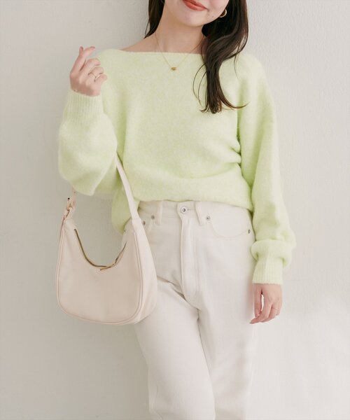 natural couture（ナチュラルクチュール）の「【WEB限定】ウール混ボートネックニットプルオーバー（ニット/セーター・レディース・グリーン系その他/オフホワイト/ブラック/ピンク系その他/モカ・FREE）」の6枚目の写真