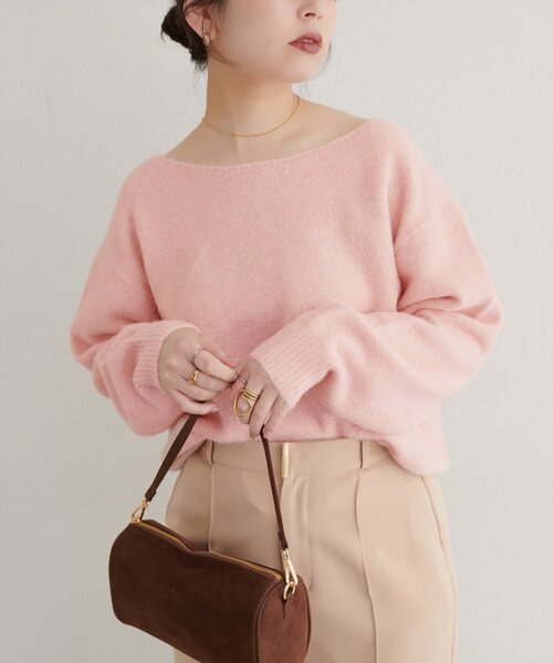 natural couture（ナチュラルクチュール）の「【WEB限定】ウール混ボートネックニットプルオーバー（ニット/セーター・レディース・グリーン系その他/オフホワイト/ブラック/ピンク系その他/モカ・FREE）」の8枚目の写真