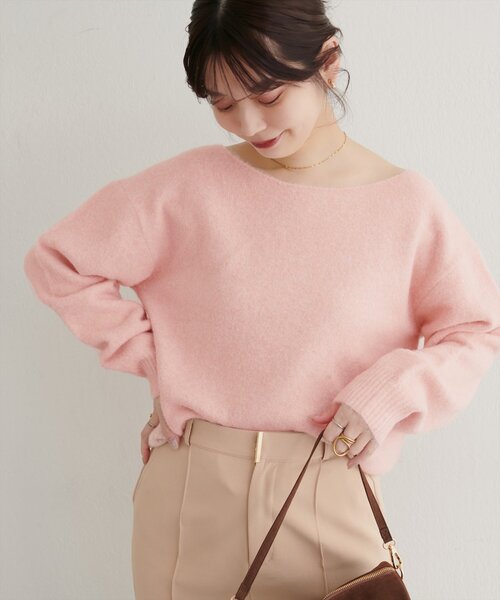 natural couture（ナチュラルクチュール）の「【WEB限定】ウール混ボートネックニットプルオーバー（ニット/セーター・レディース・グリーン系その他/オフホワイト/ブラック/ピンク系その他/モカ・FREE）」の17枚目の写真