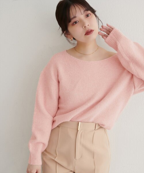 natural couture（ナチュラルクチュール）の「【WEB限定】ウール混ボートネックニットプルオーバー（ニット/セーター・レディース・グリーン系その他/オフホワイト/ブラック/ピンク系その他/モカ・FREE）」の15枚目の写真