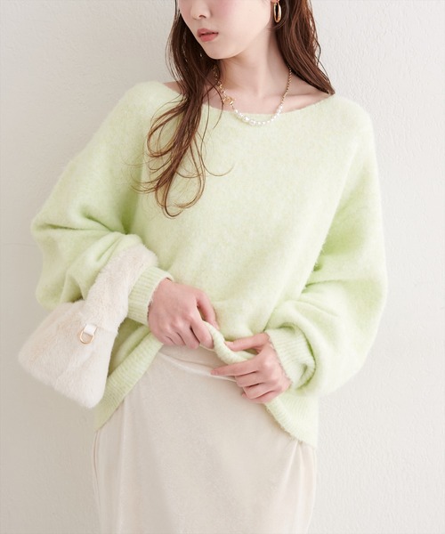 natural couture（ナチュラルクチュール）の「【WEB限定】ウール混ボートネックニットプルオーバー（ニット/セーター・レディース・グリーン系その他/オフホワイト/ブラック/ピンク系その他/モカ・FREE）」の5枚目の写真