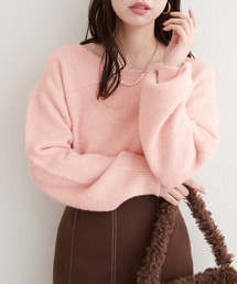 ニット/セーター（ピンク/桃色系・ボートネック）ファッション通販