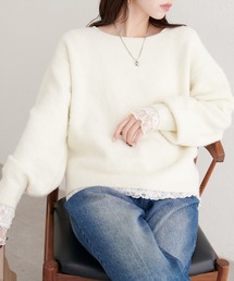 【WEB限定】ウール混ボートネックニットプルオーバー